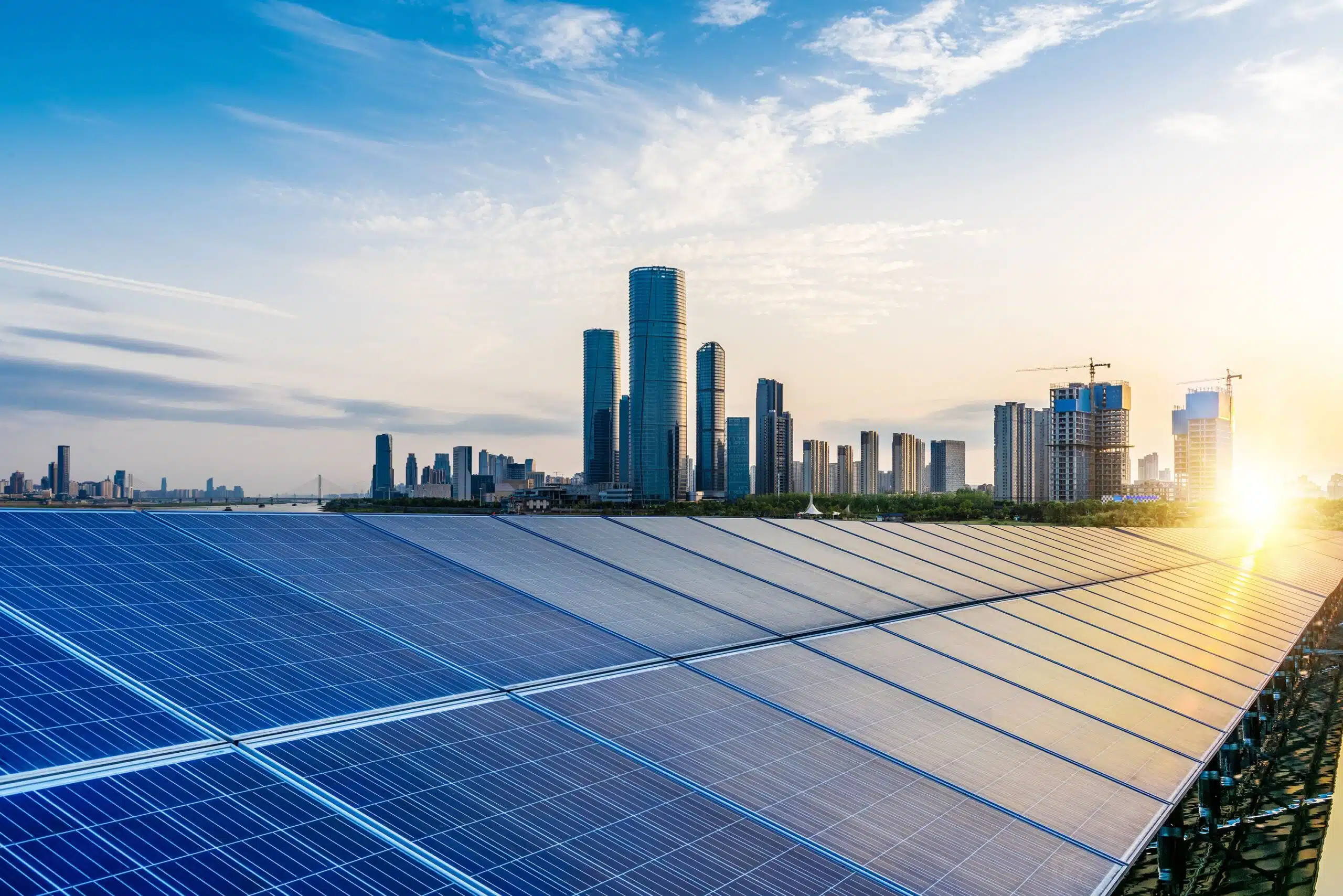 solar panels in a city