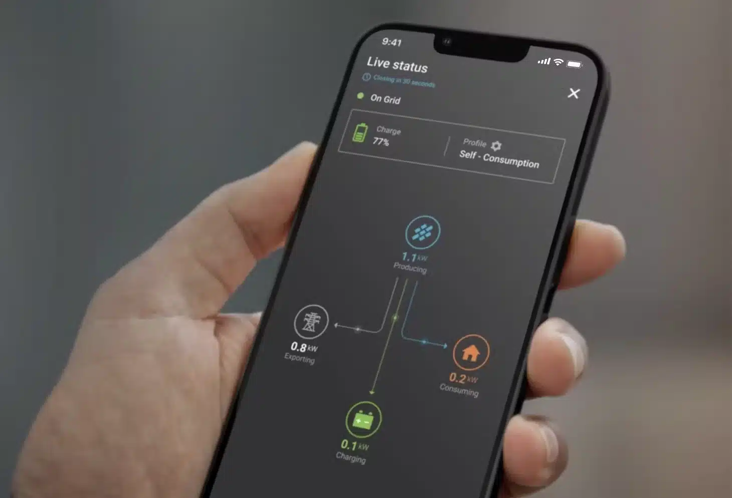 solar monitoring app on cellphone